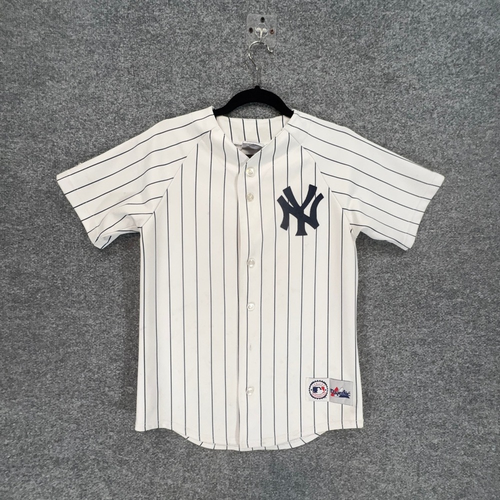 Majestic New York Yankees Jersey Mens Small White Pinstripe MLB Baseball Fan